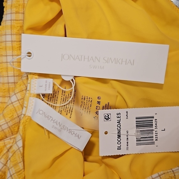 JONATHAN SIMKHAI Rosabel Seersucker One Piece Swimsuit Daffodil Plaid Large NWT - Picture 15 of 16